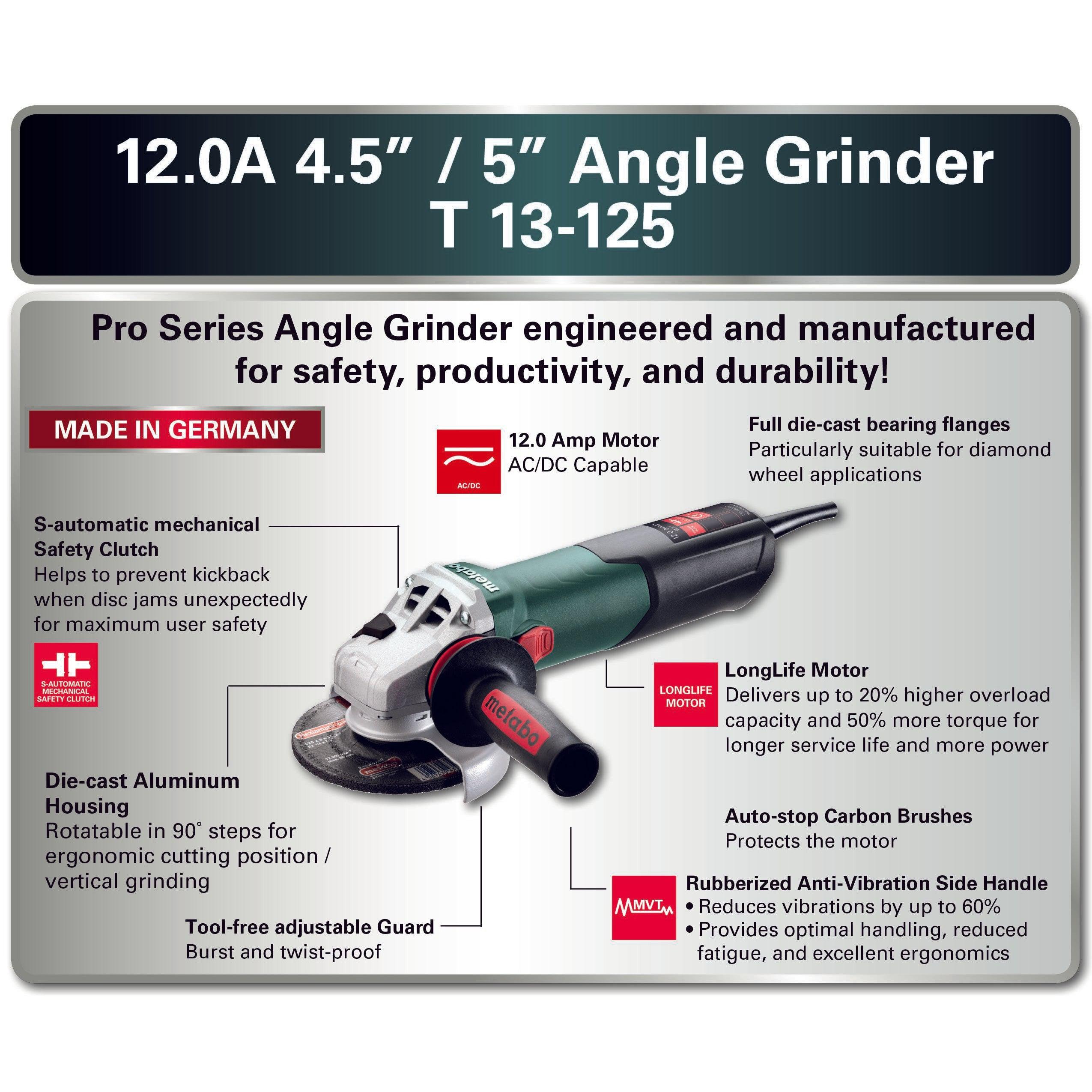 Metabo T 13-125 4.5"-5" Diamond Cutting System Angle Grinder - 600431420