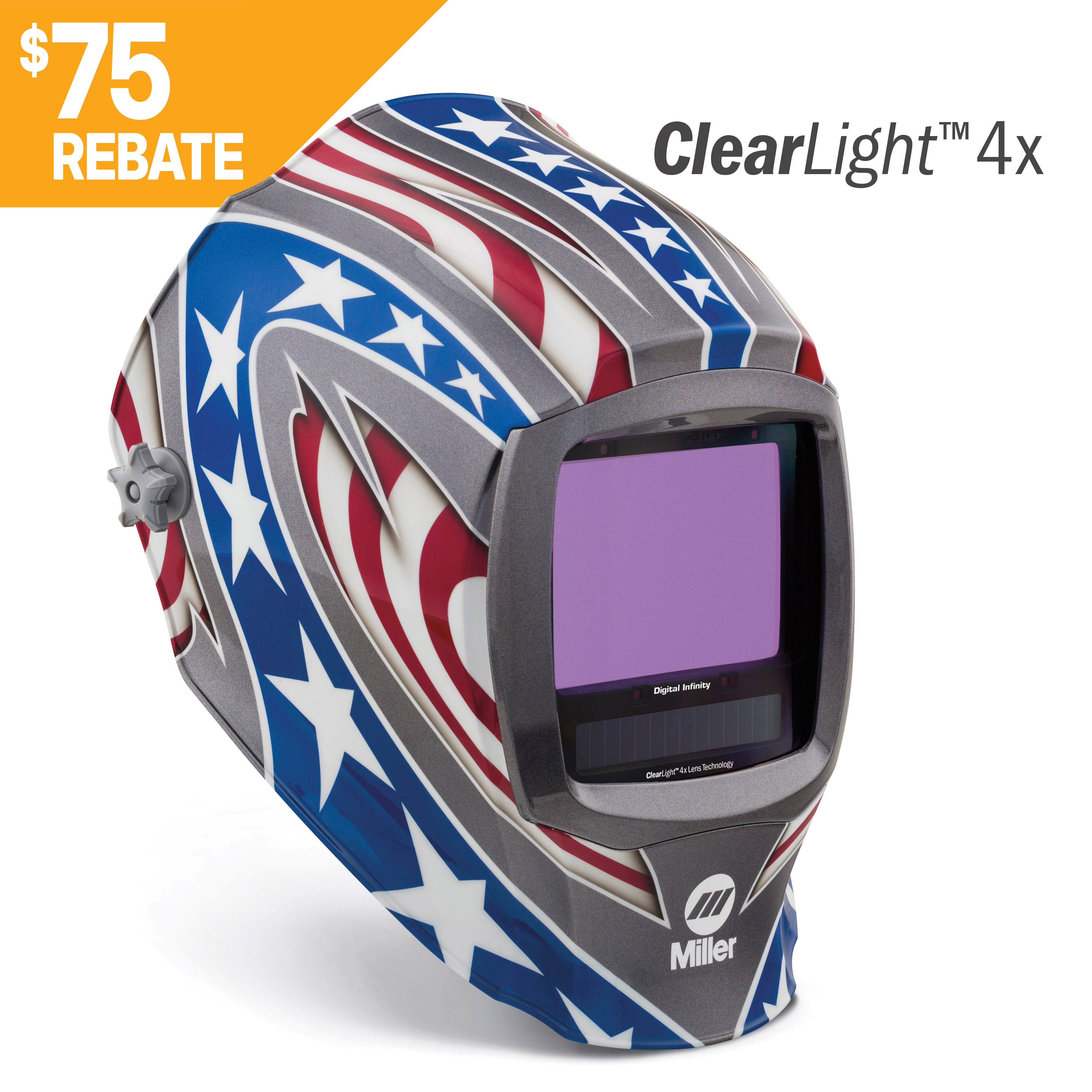 Miller Digital Infinity Welding Helmet w/ ClearLight 4X, Stars & Stripes - 296780
