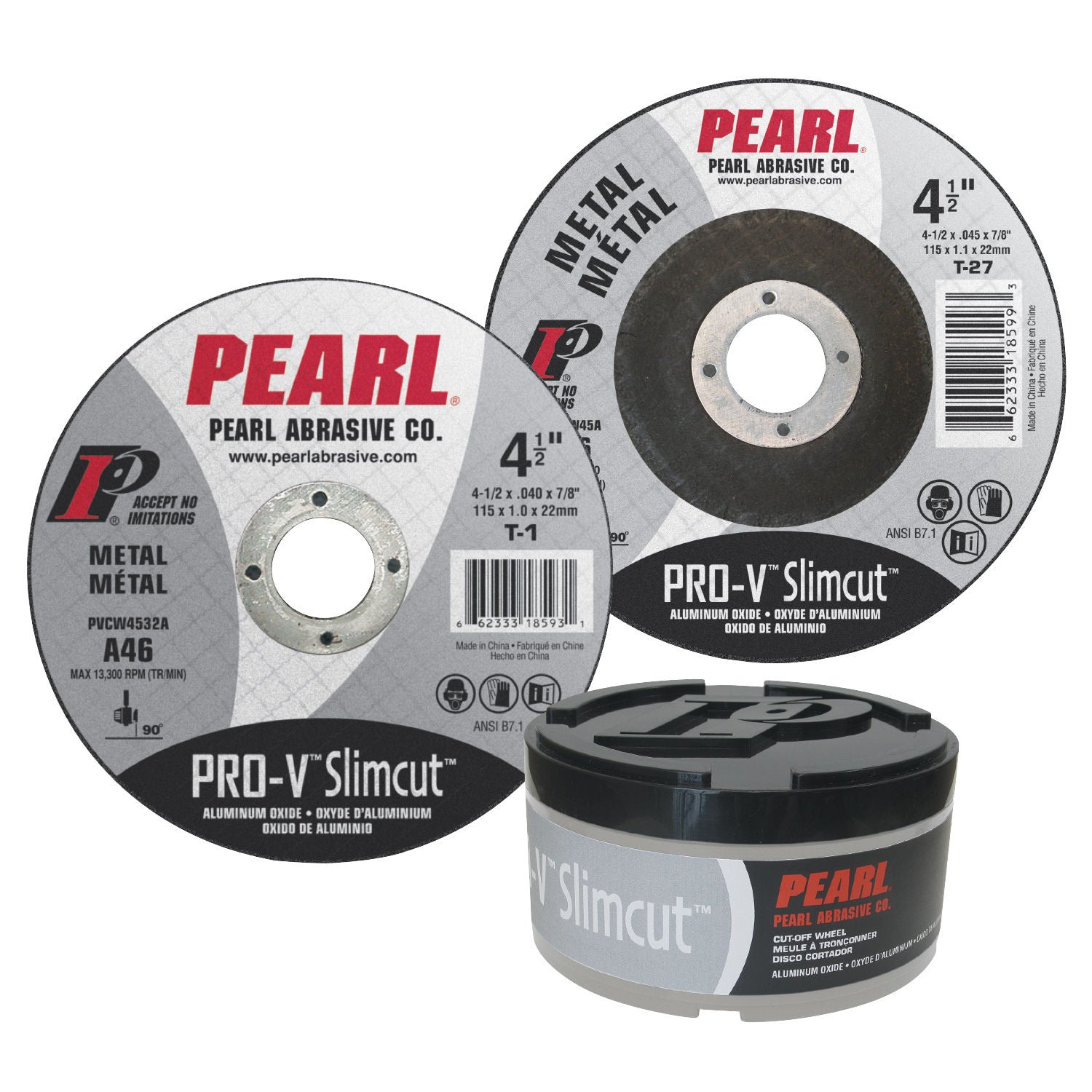 PVCW4532A Pro-V™ SlimCut™ Aluminum Oxide Cut-Off Wheels, T-1, 4.5" x .040 x 7/8 A46 (25 Pack)