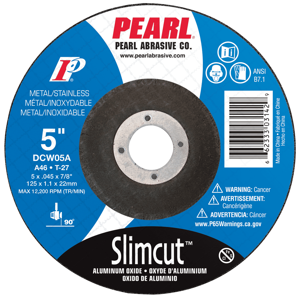 DCW05A SlimCut™ Aluminum Oxide Cut-Off Wheels, T-27, 5" x .045 x 7/8 A46 (25 Pack)