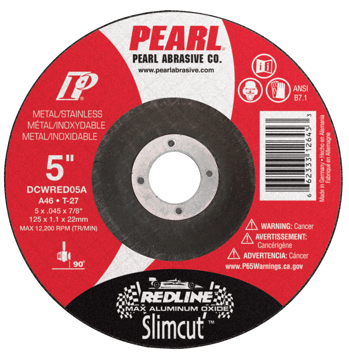 DCWRED05A Slimcut™ Redline Max AO™ Cut-Off Wheels, T-27, 5" x .045 x 7/8 A46 (25 Pack)