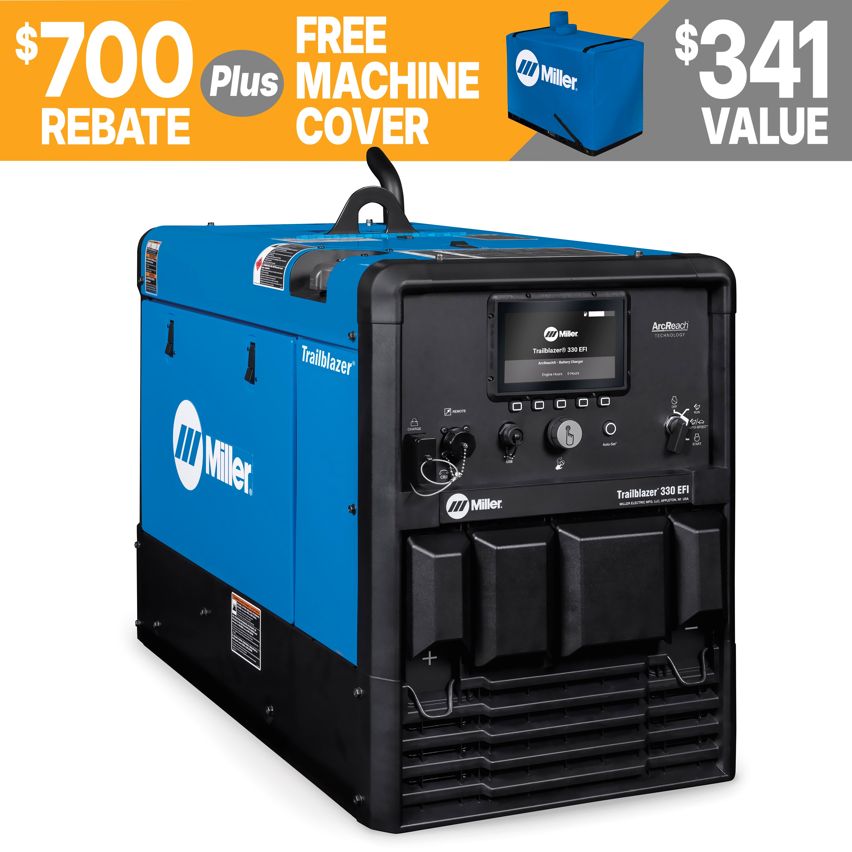 Miller Trailblazer 330 EFI Welder/Generator w/Excel Power, and Battery Charge - 907832003