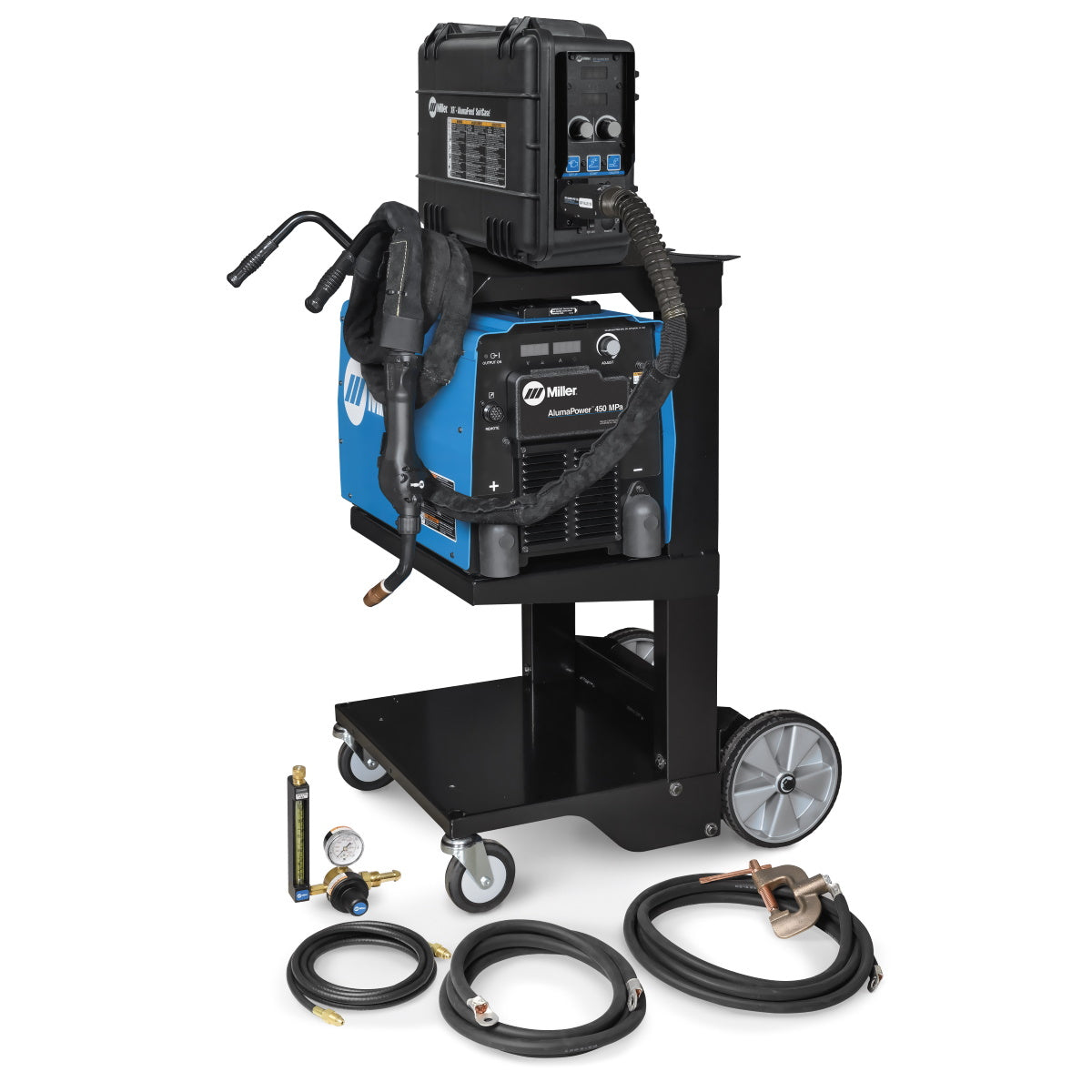 Miller AlumaPower 450 MPa MIG Welder with Feeder, 25-ft XR Gun, Accessories, and Cart - 951840