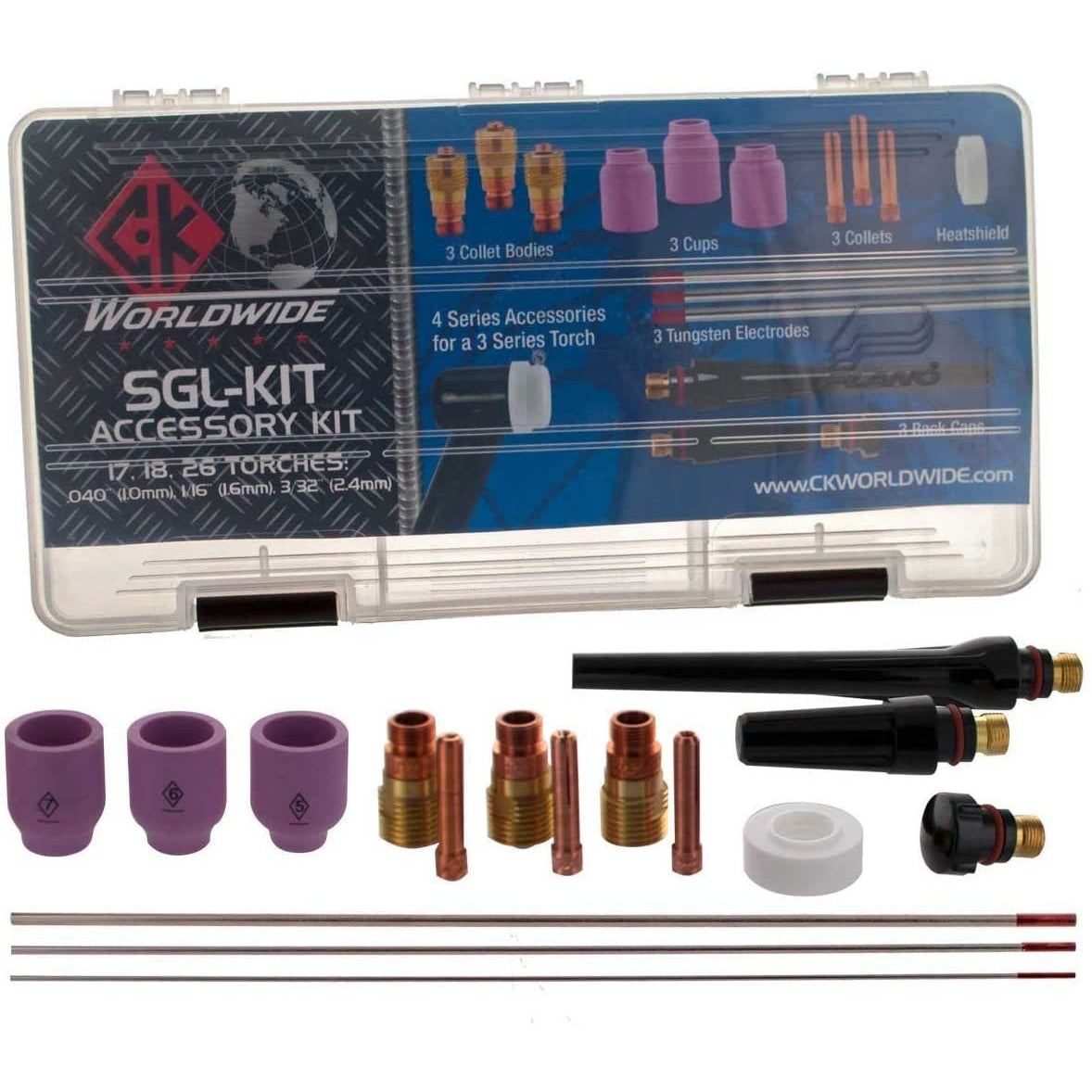 CK Worldwide SGL-KIT 17/18/26 Series Low Amperage Stubby TIG Accessory Kit