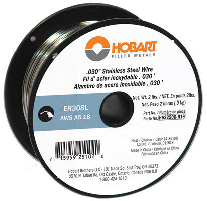 Hobart ER308L .030 Stainless Steel MIG Wire, 2lb Spool - H522506-R19