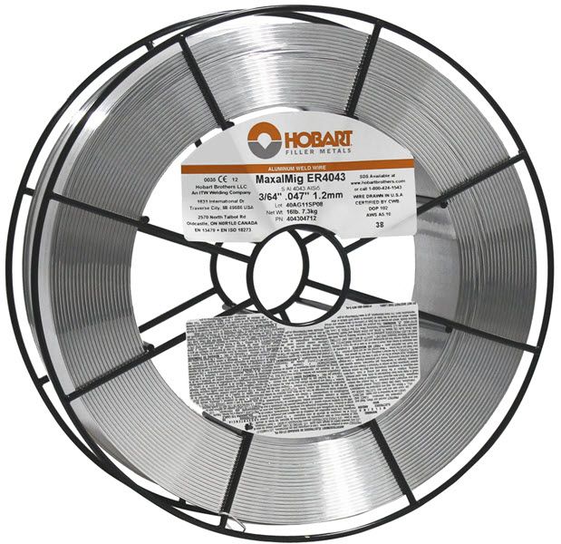 Hobart ER4043 3/64 Aluminum MIG Wire, 16 lb Wire Basket Spool - 404304712