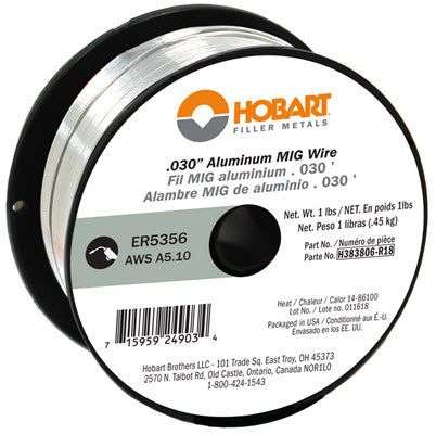 Hobart ER5356 .030 Aluminum MIG Wire, 1 lb Spool - H383806-R18