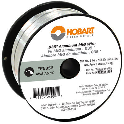 Hobart ER5356 .035 Aluminum MIG Wire, 1lb Spool - H383808-R18