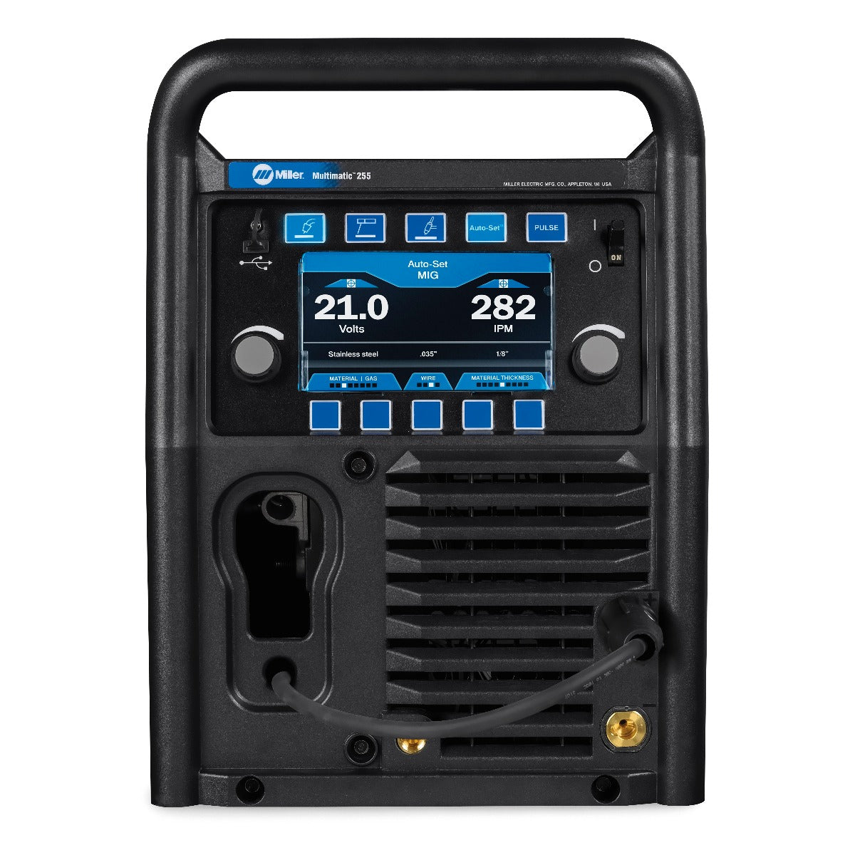 Miller Multimatic 255 Pulsed Multiprocess Welder w/Running Gear, 208-575V - 951767