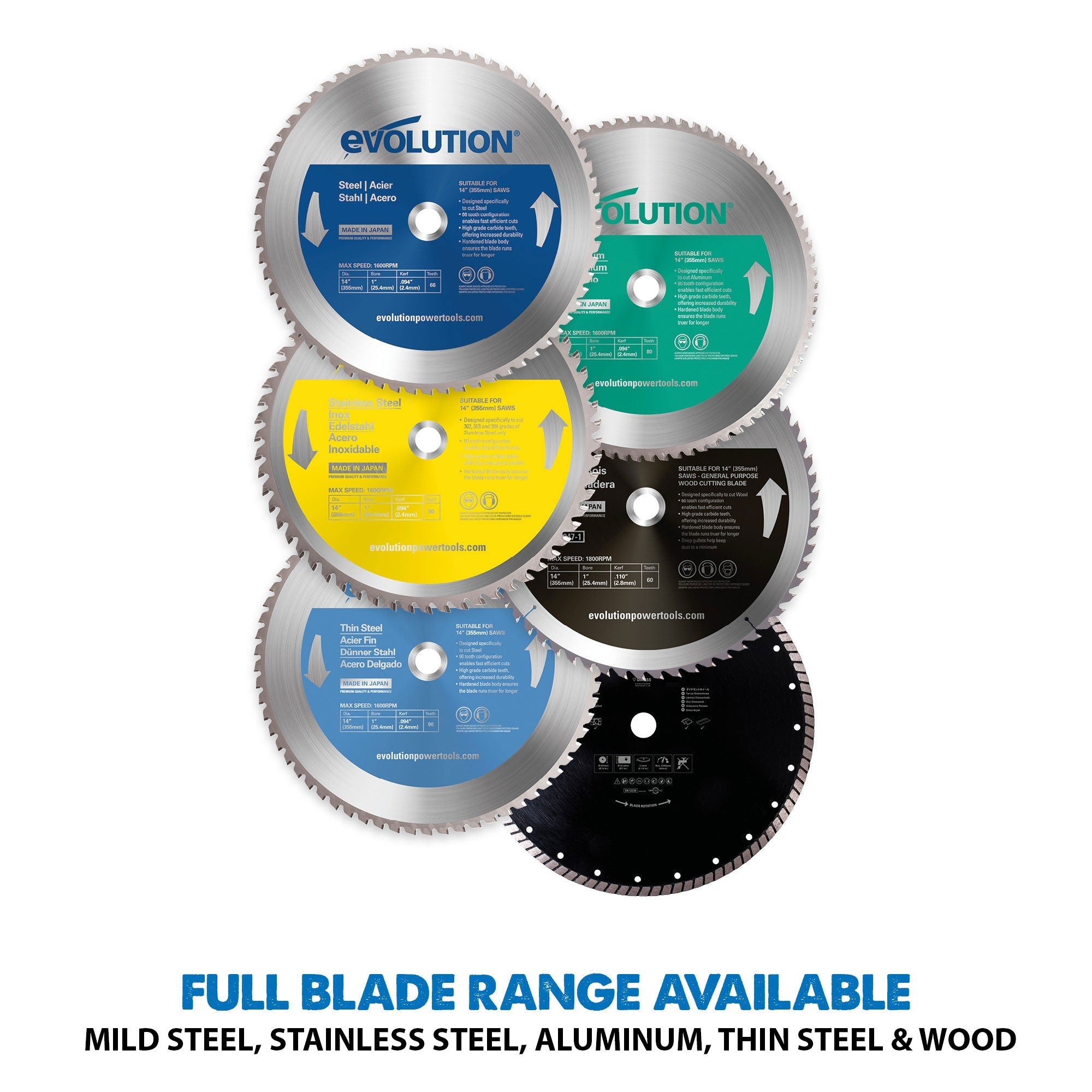 Evolution S355CPSL Metal Cutting Chop Saw w/ 14 in. Mild Steel Blade