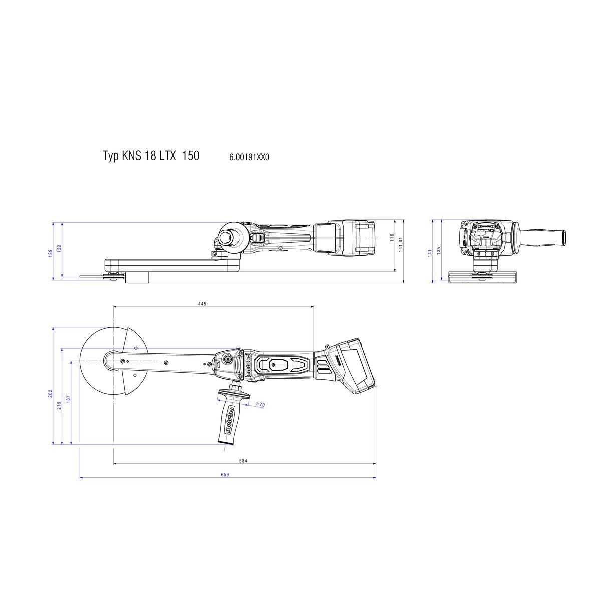Metabo KNS 18 LTX 150 Cordless Fillet Weld Grinder - 600191850