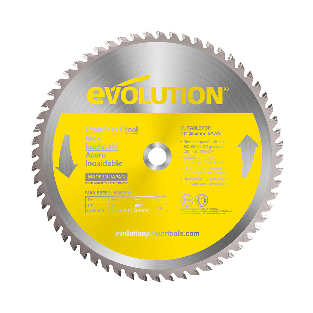 Evolution 14BLADESSN | 14 in. | 90T | 1 in. Arbor | Stainless Steel TCT Blade