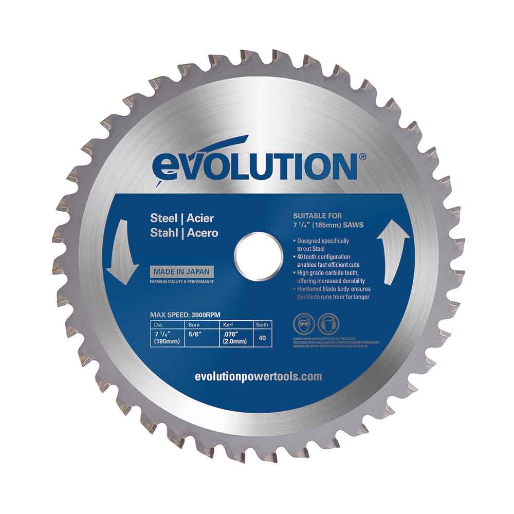 Evolution 7-1/4BLADEST | 7-1/4 in. | 40T | 5/8 in. Arbor | Mild Steel and Ferrous Metal TCT Blade With Diamond Knockout