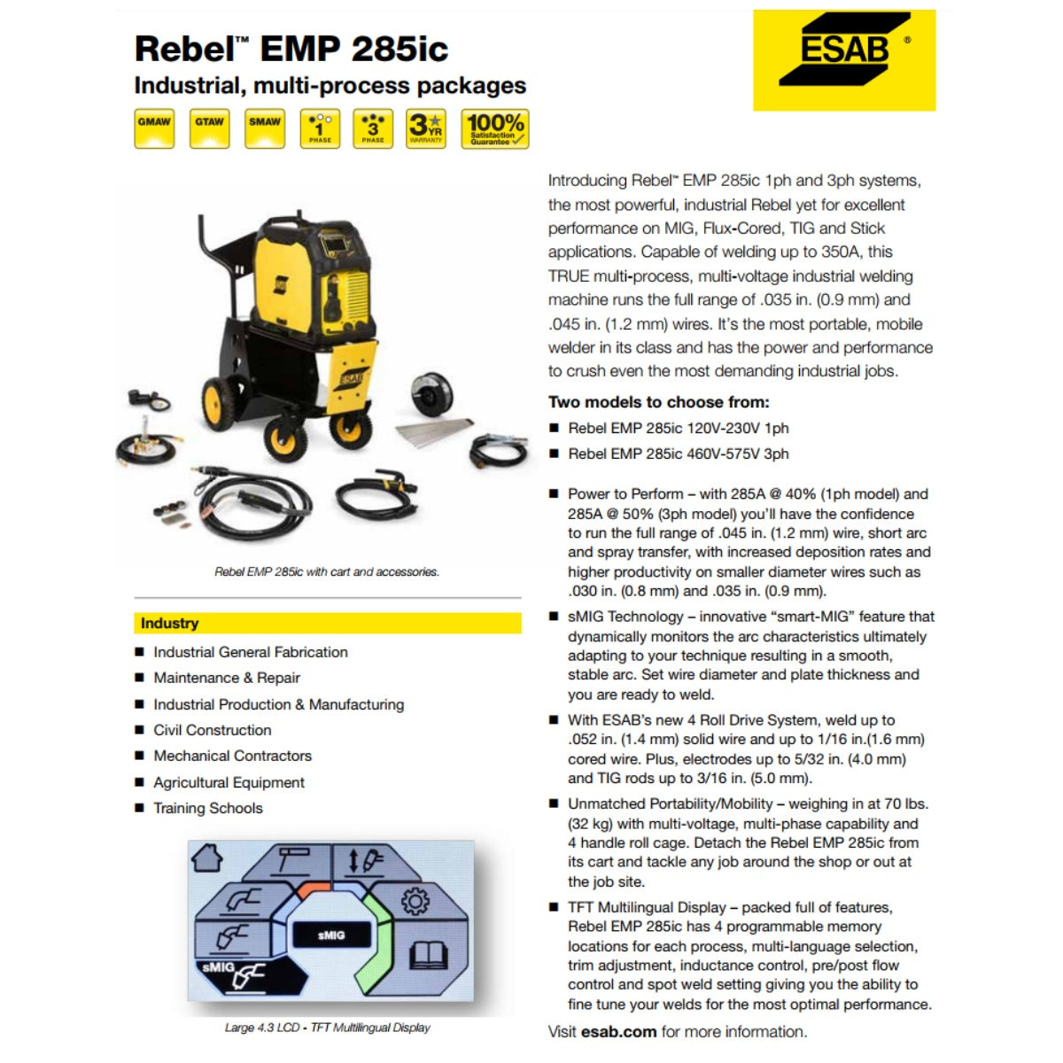 Esab Rebel EMP 285ic Mig/Stick/Tig Welder - 0558102554