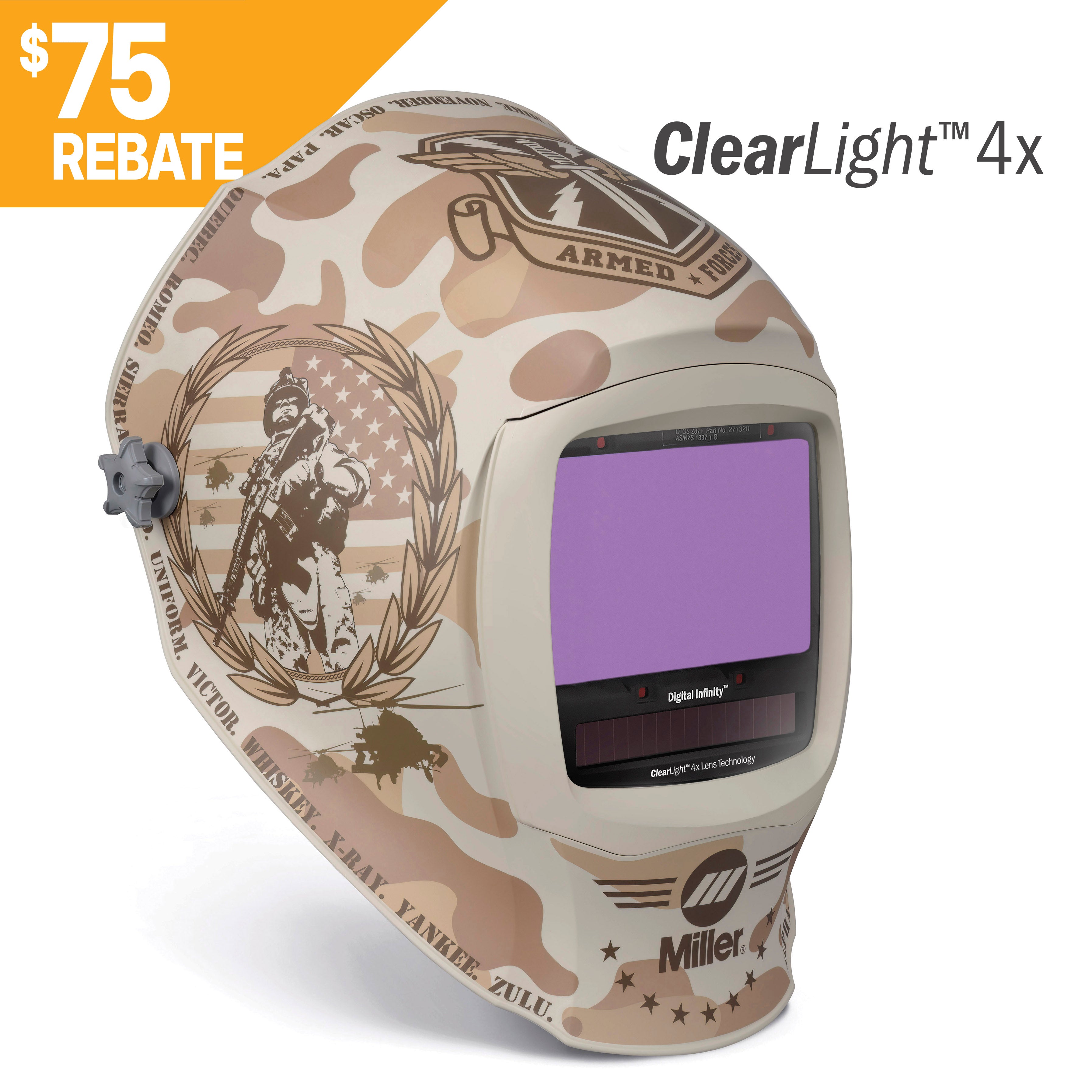 Miller Digital Infinity Welding Helmet w/ ClearLight 4X, Honor - 296785