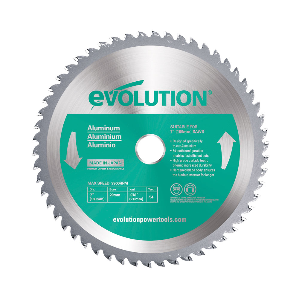 Evolution 180BLADEAL | 7 in. | 54T | 20mm Arbor | Aluminum and Non-Ferrous Metal TCT Blade
