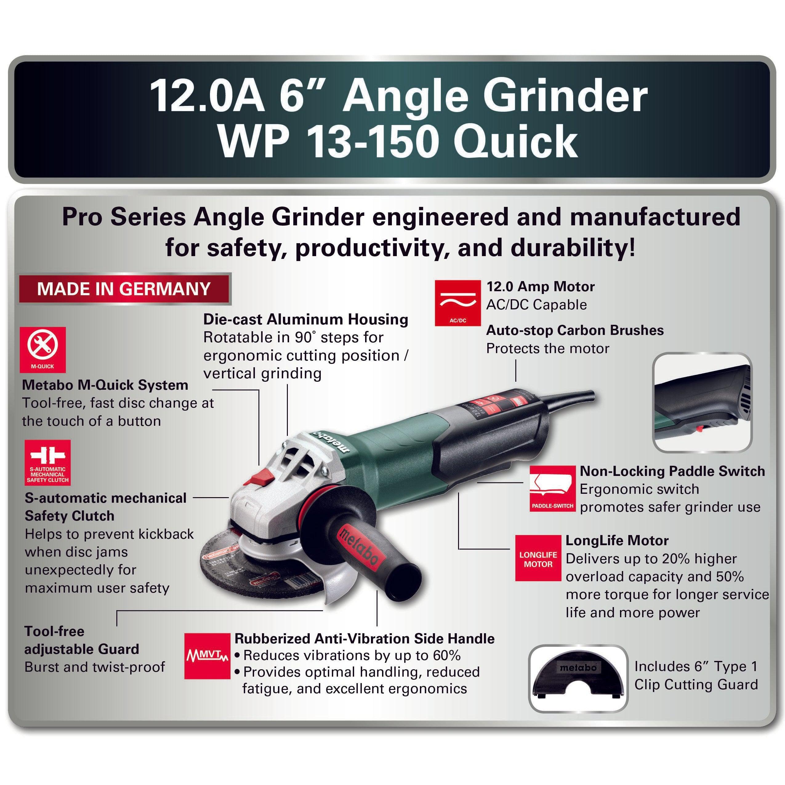 Metabo WP 13-150 6" Quick Angle Grinder - 603633420