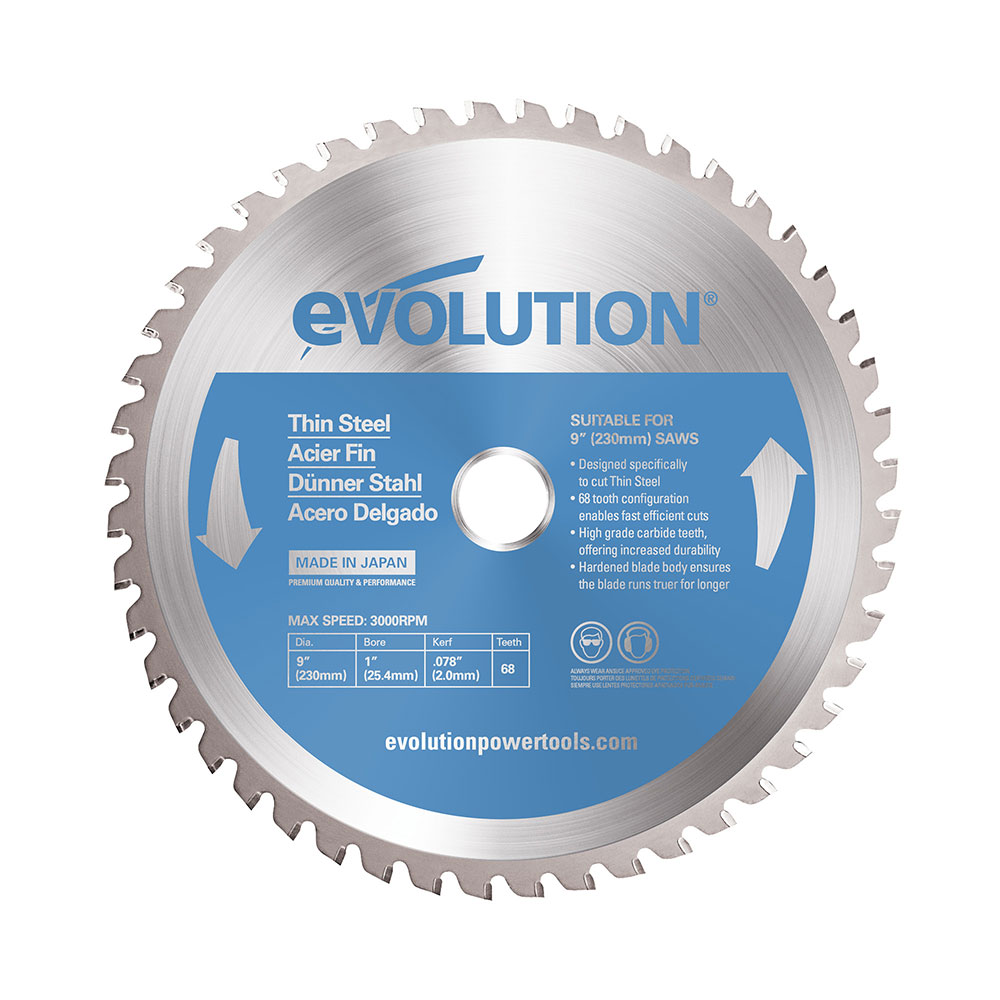 Evolution 230BLADETS | 9 in. | 68T | 1 in. Arbor | Thin Steel and Ferrous Metal TCT Blade
