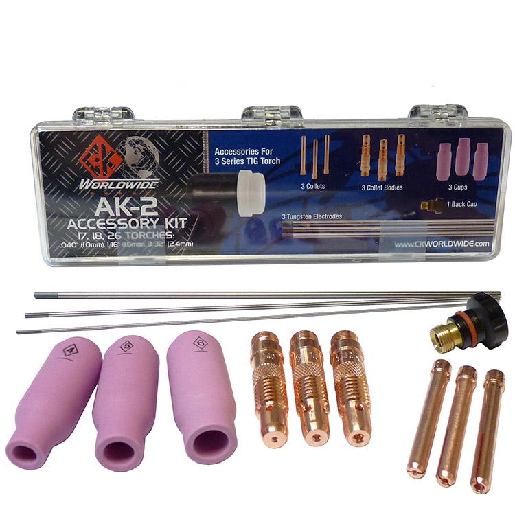 CK Worldwide AK-2 17/18/26 Series TIG Torch Accessory Kit, Small