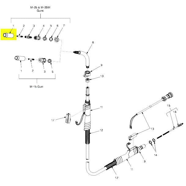 Miller slip type, .500 orf .125 Recess Nozzle - 169724