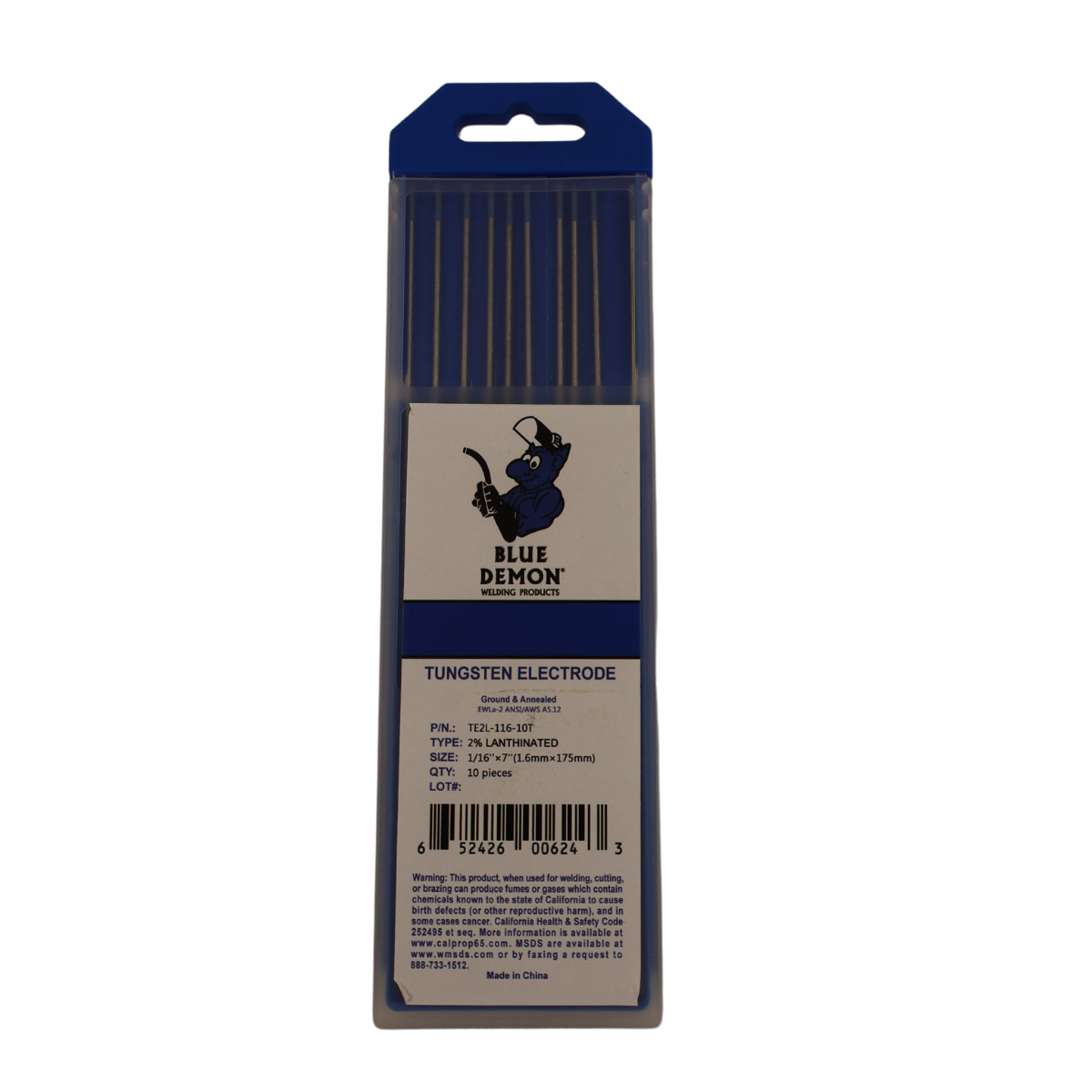 Blue Demon 2% Lanthanated Tungsten, 10/pk - TE2L