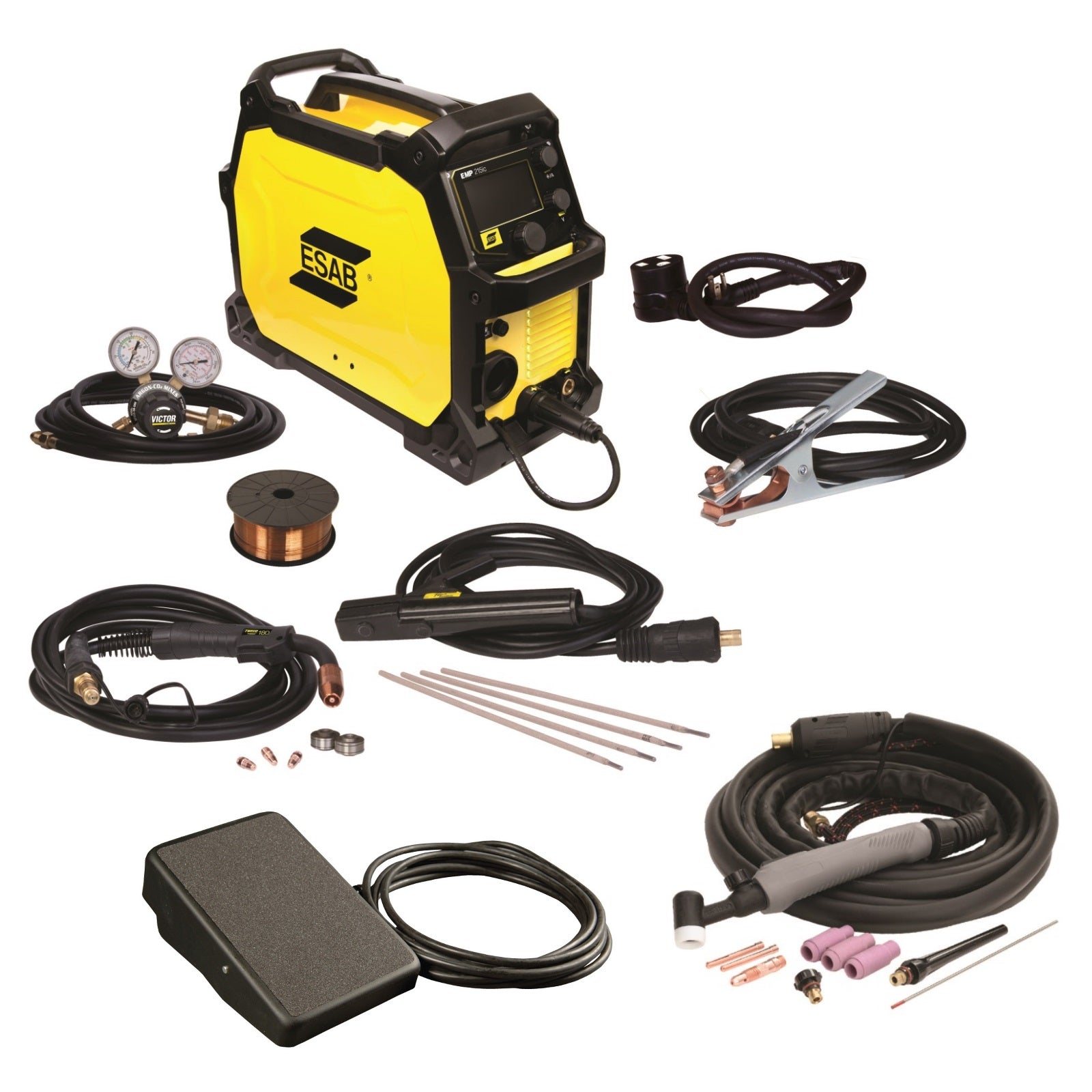 ESAB Rebel EMP 215ic MIG/Stick/TIG Welder w/ Foot Control - 0558102240