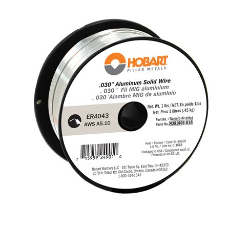 Hobart ER4043 Aluminum MIG Welding Wire, .035, 1lb Spool - 404303504