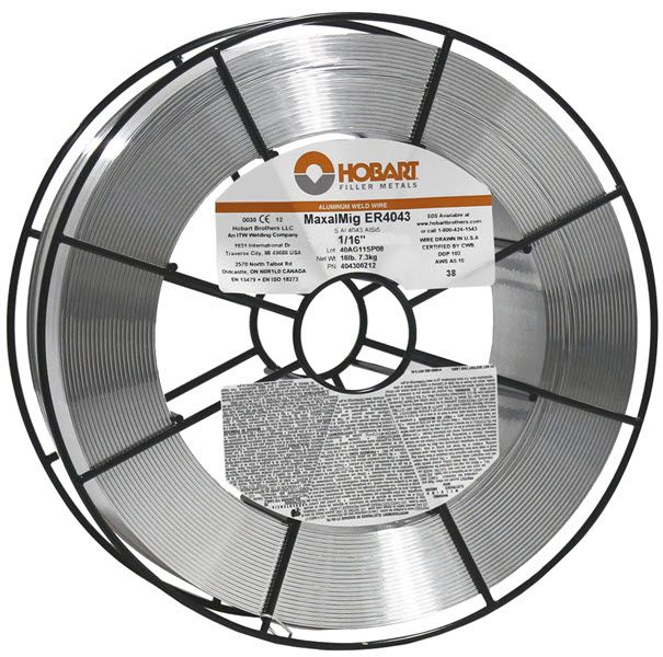Hobart ER4043 1/16 Aluminum MIG Wire, 16lb Wire Basket Spool - 404306212