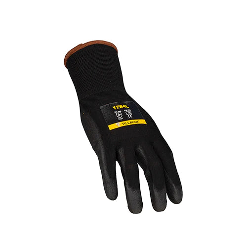 Tillman 1764 Polyurethane Coated Nylon Gloves, Black, 12pk